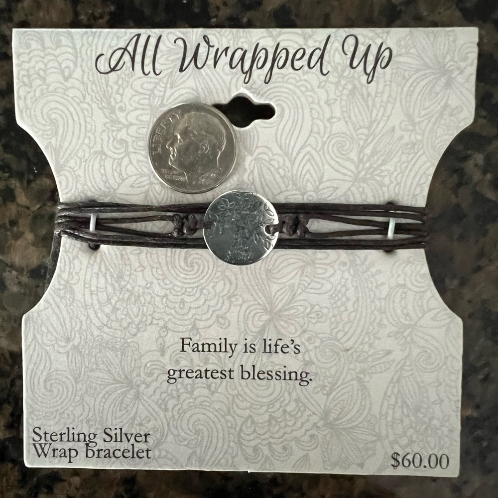 NWT All Wrapped Up Sterling Silver Wrap Bracelet (Dime to show scale)
